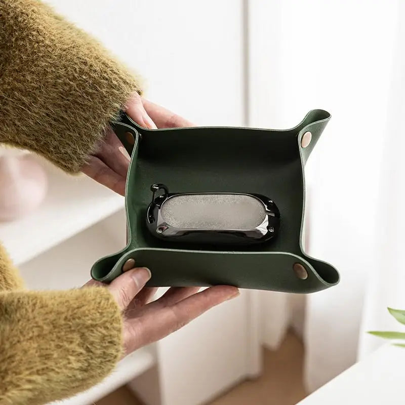 Square PU Leather Desktop Storage Tray – Nordic Organizer
