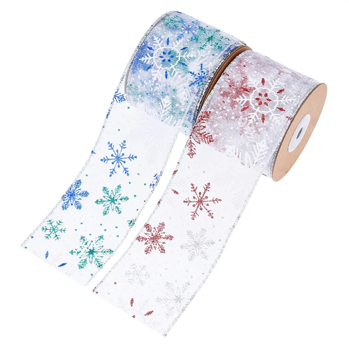 Christmas Wired Edge Ribbon 10 Yards – Festive Wreath & Bow