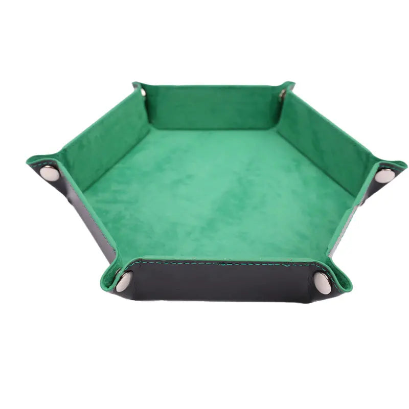 Foldable PU Leather Dice Tray – Hexagon Folding Game Tray