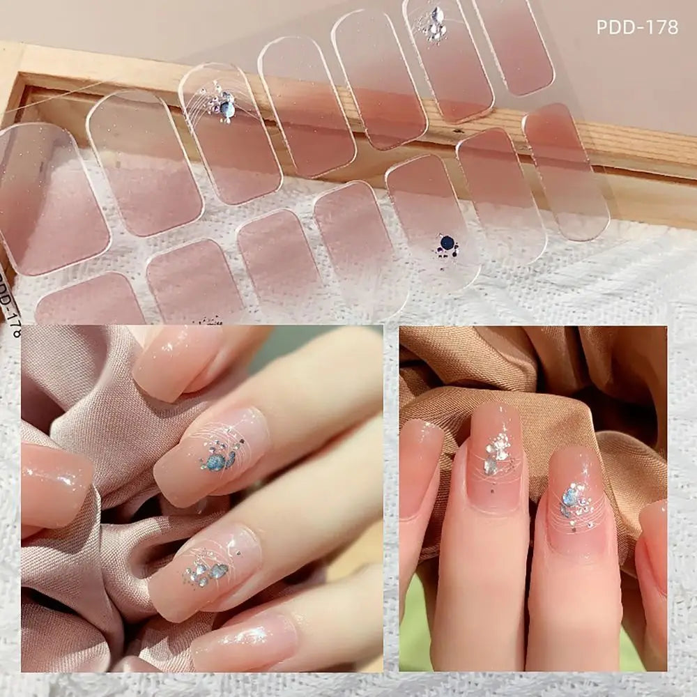 Semi-Cured Gel Nail Stickers | Floral Full Cover Nail Art Strips
