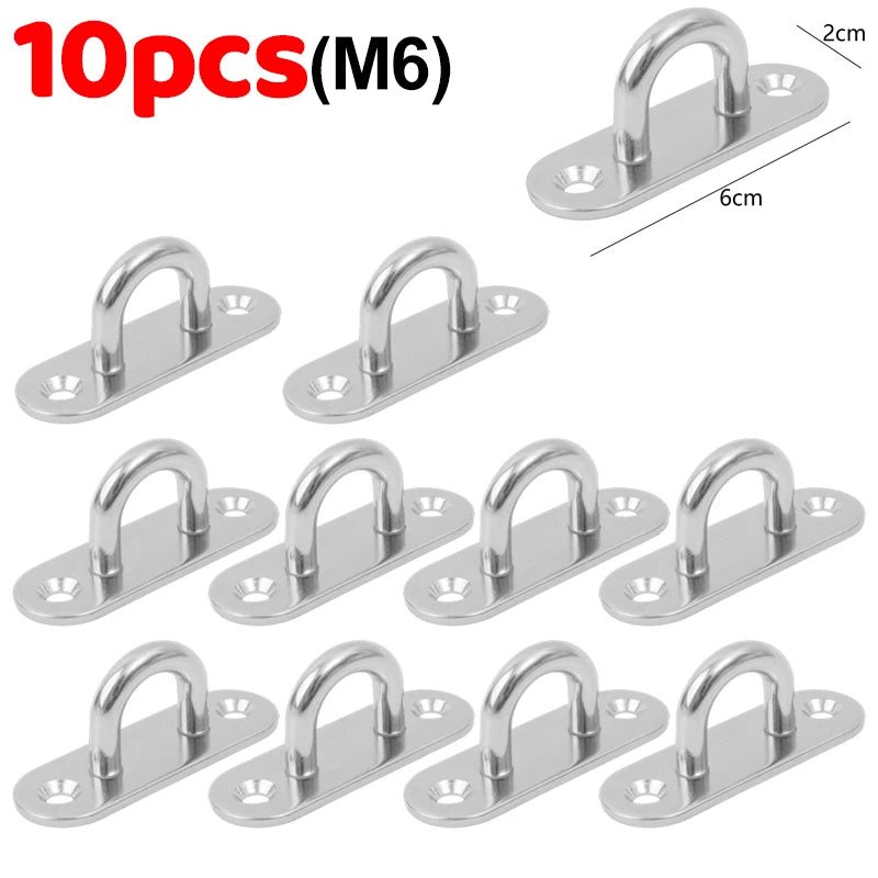 M5 M6 Stainless Steel Oblong Pad Eye Hook Ring – Marine Grade