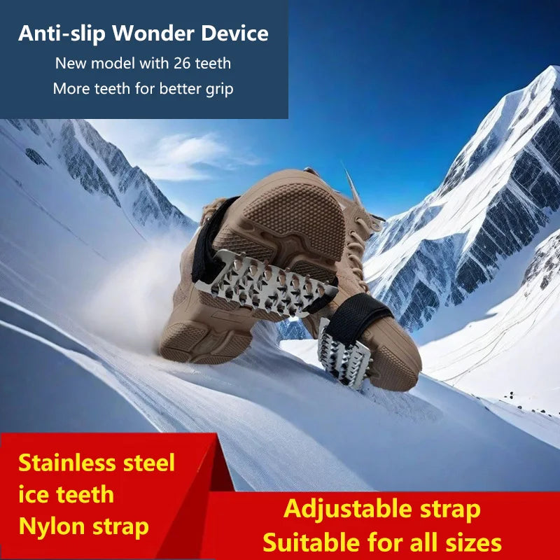 Adjustable Ice Cleats – 26-Tooth Stainless Steel Snow Grips