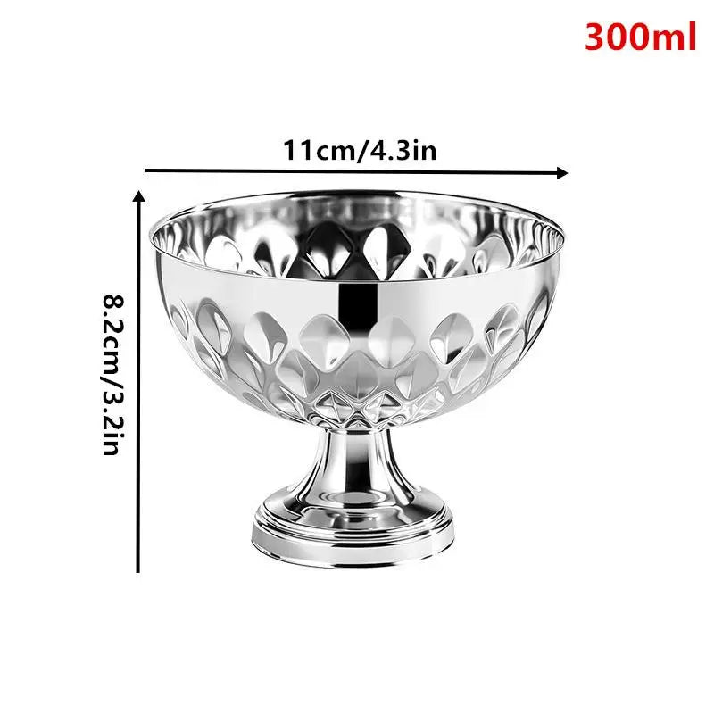 Stainless Steel Goblet Snack Bowl – Ice Cream, Salad & Fruit