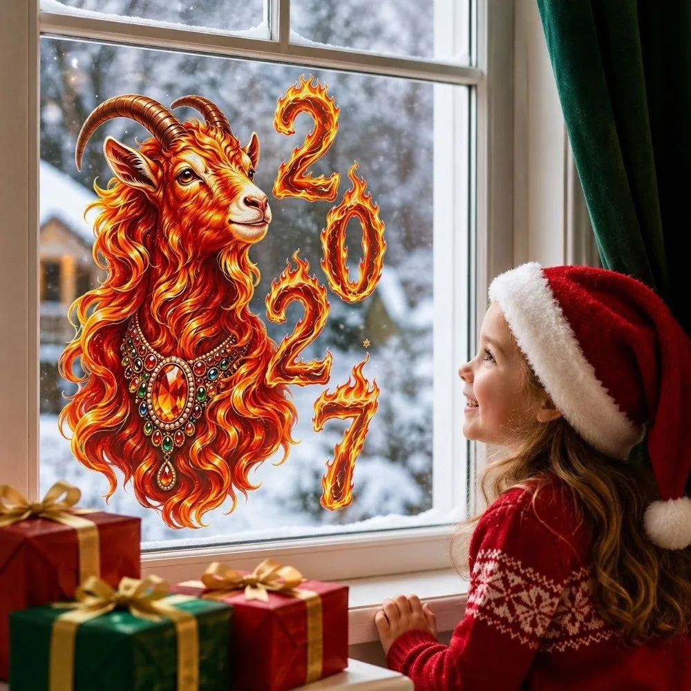 2027 Year of the Sheep Static Window Clings | PVC Wall Stickers