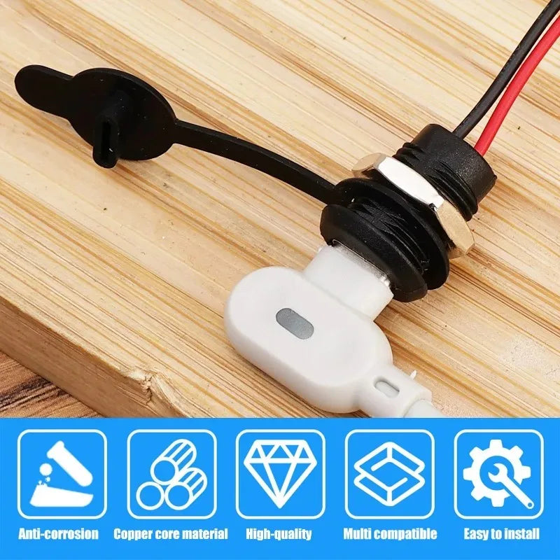 Waterproof USB-C Female Socket Connector 3A 2-Pin DIY Plug