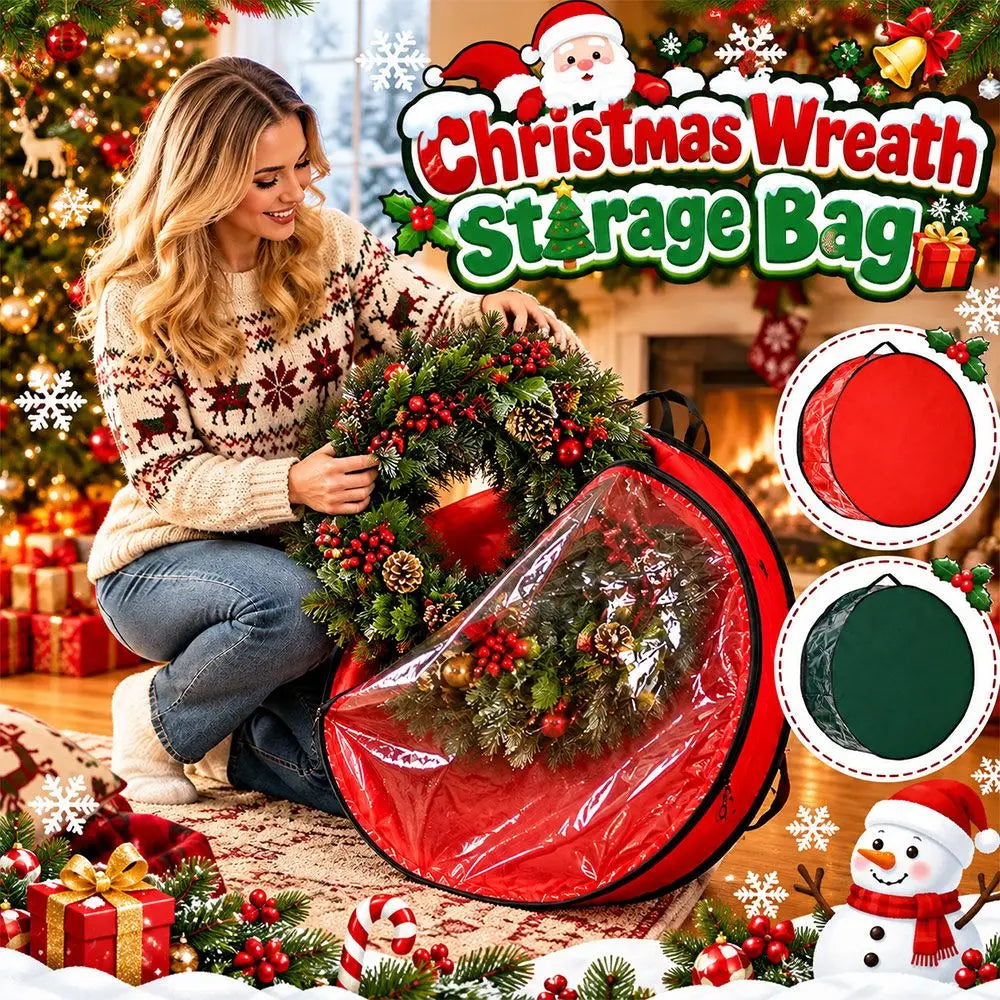 Waterproof Christmas Wreath Storage Bag | Round Zipper PVC