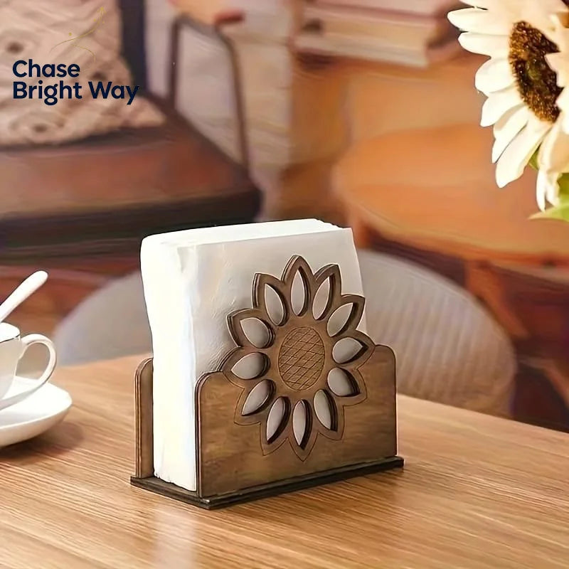 Sunflower Wooden Napkin Holder – Decorative Table Organizer