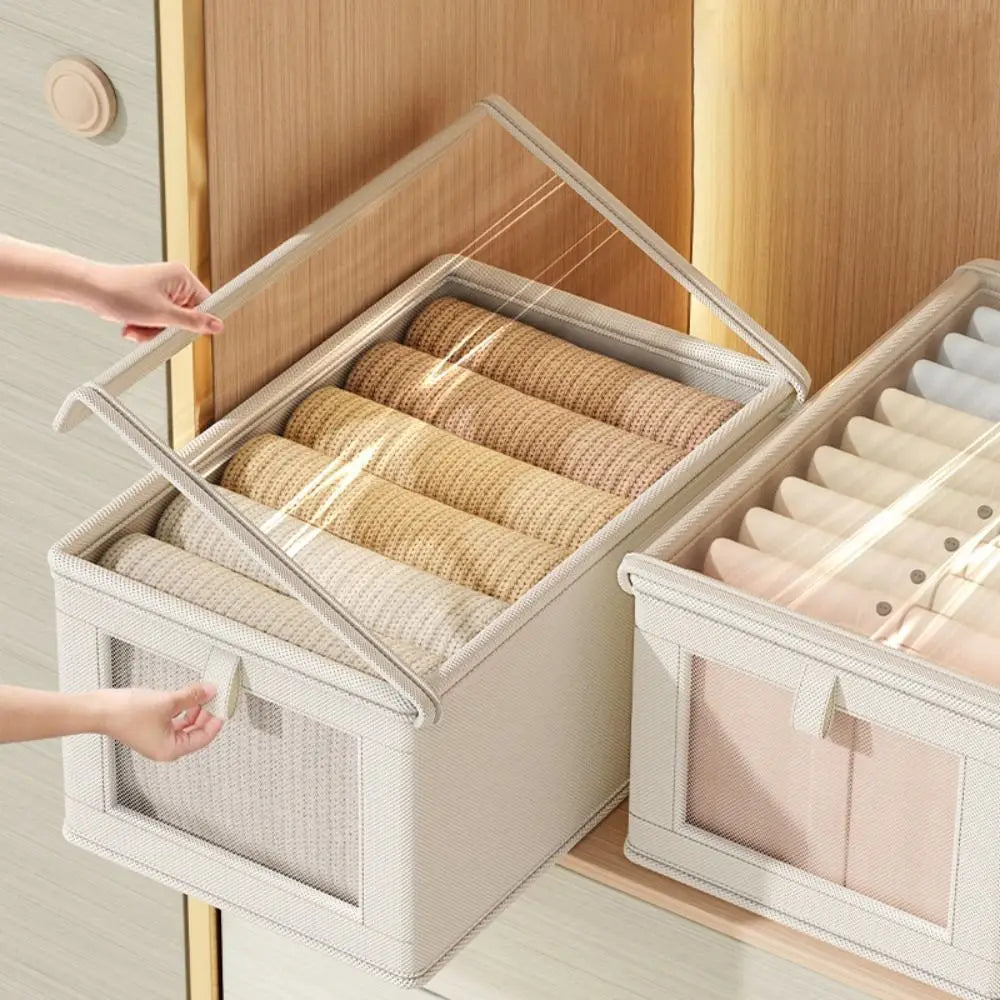 Visual Clothes Storage Box with Lid – Dustproof Drawer Organizer