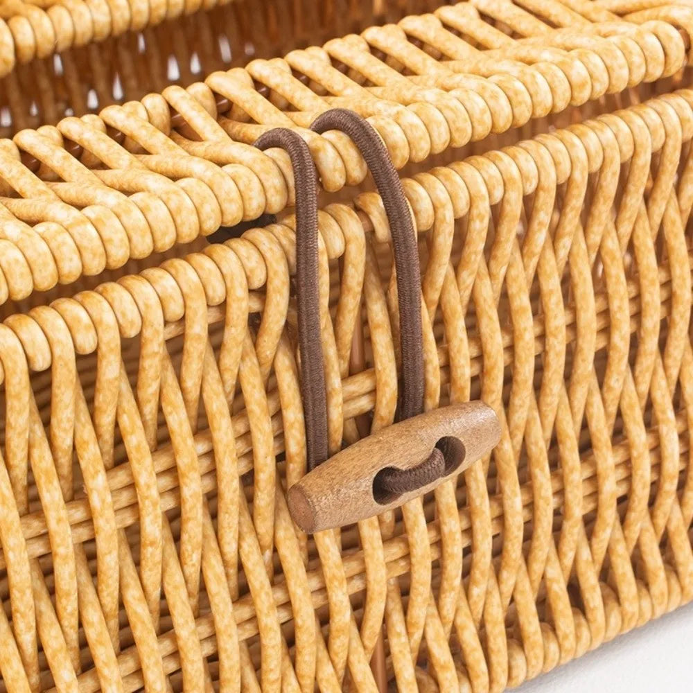 Woven Tissue Box Organizer – Handmade Rattan Desktop Storage