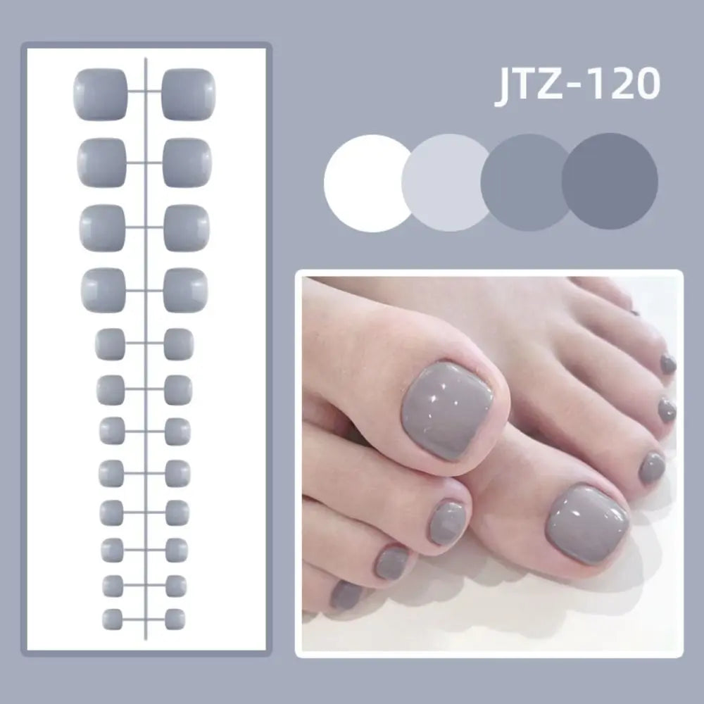 24-Pack Press-On Fake Toenails – Full Cover Acrylic Tips