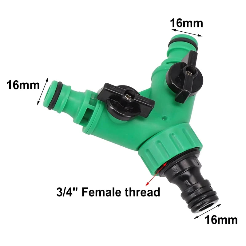 Y-Shaped 2-Way Garden Hose Connector Diverter Valve & Switch