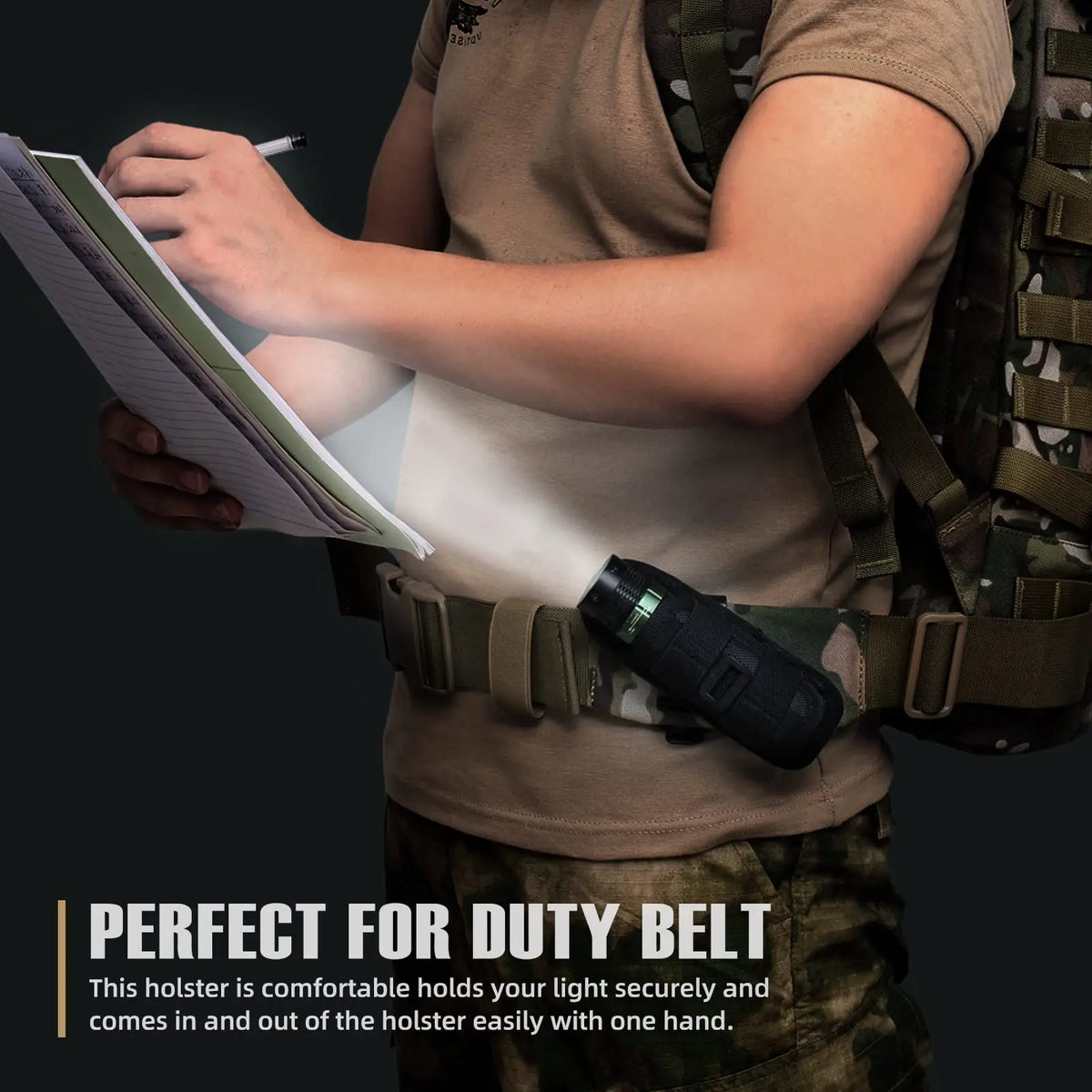 Tactical Flashlight Pouch Holster – 360° Rotatable Belt Clip