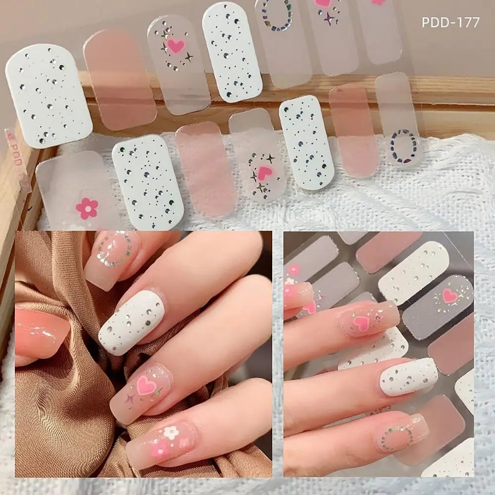 Semi-Cured Gel Nail Stickers | Floral Full Cover Nail Art Strips