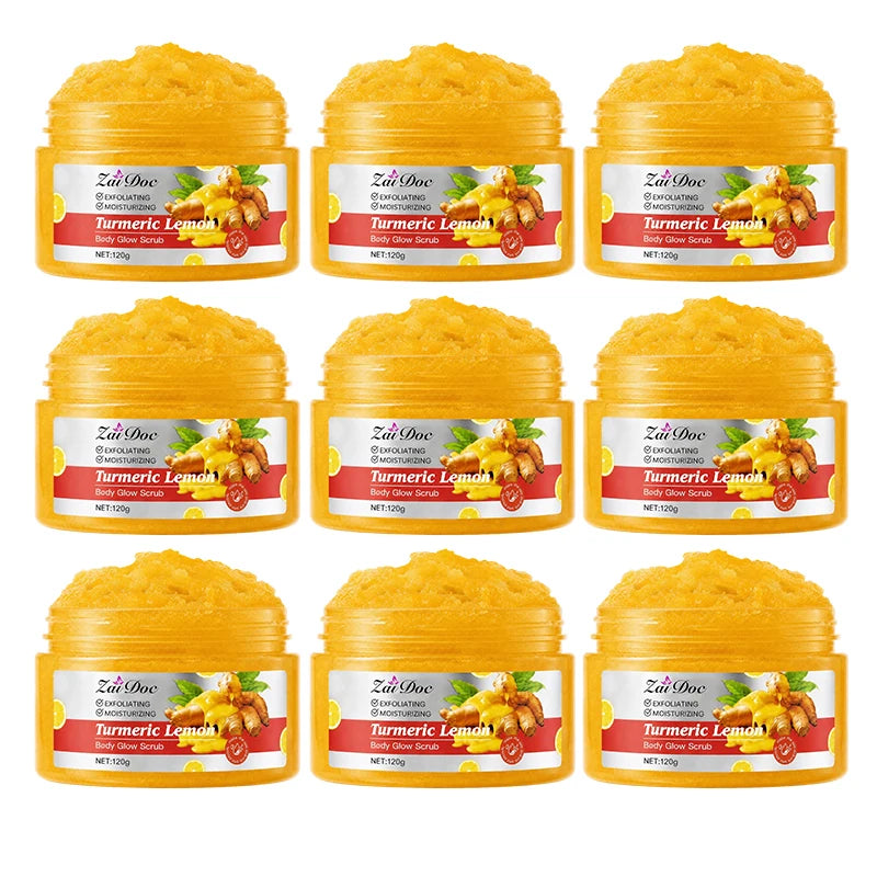 Turmeric Lemon Body Scrub – Natural Sea Salt Exfoliator 4/9 Pk