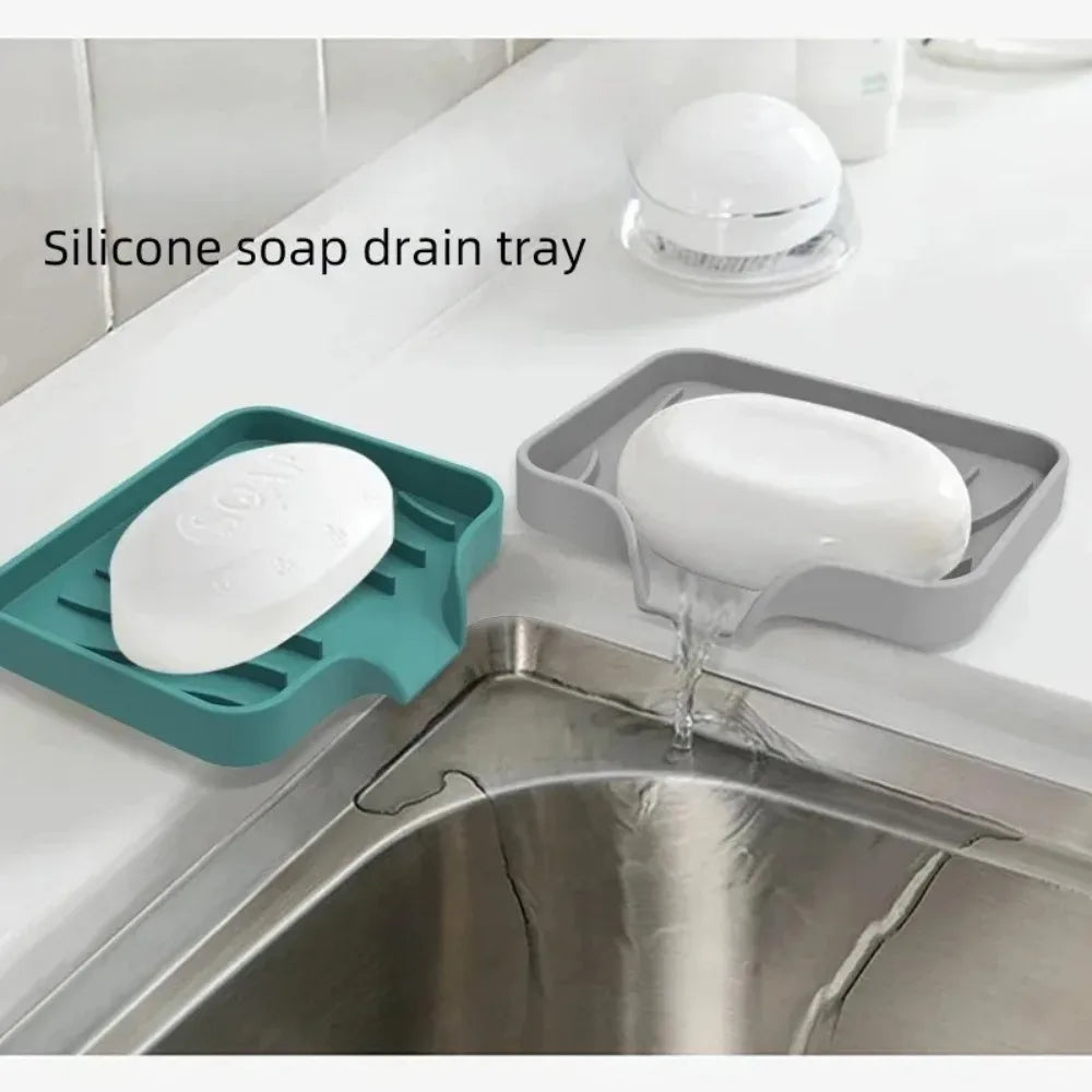 Silicone Self-Draining Soap Dish & Sponge Drain Pad