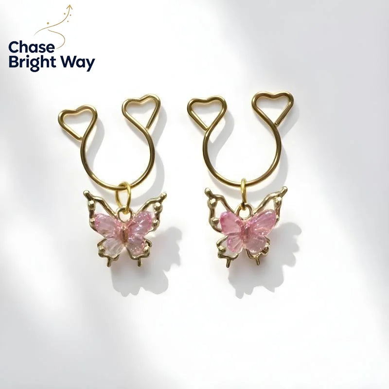 Non-Piercing Dangle Heart Clip-On Body Jewelry – 2Pcs