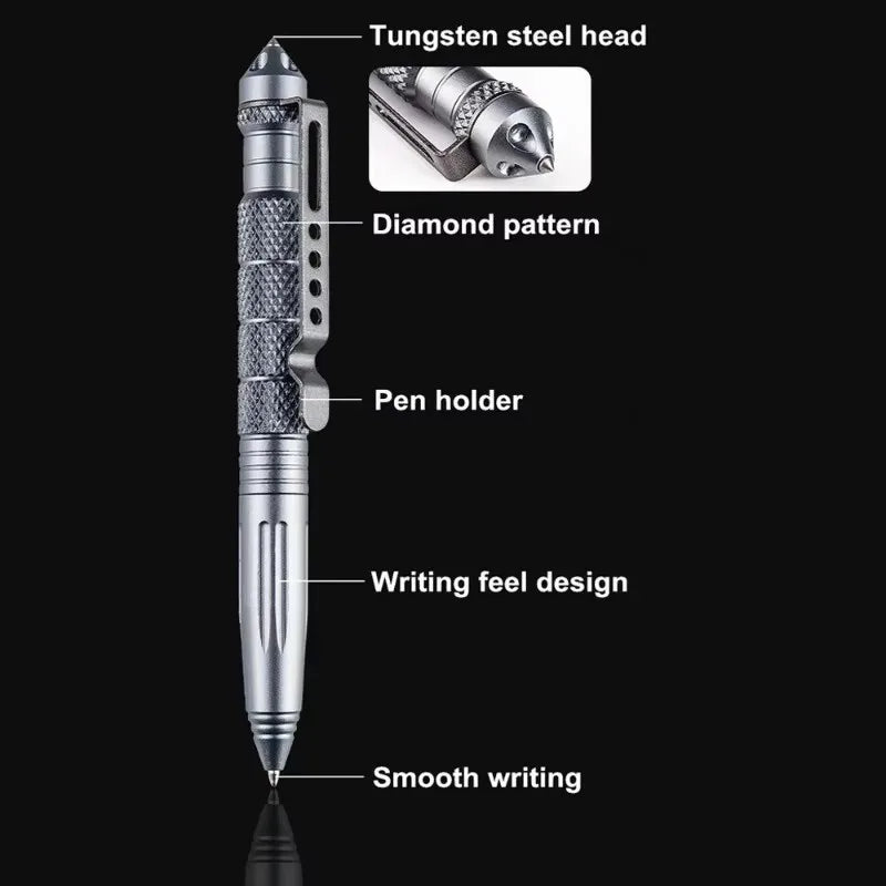 Multi-Function Tactical Pen – Aluminum Glass Breaker & Survival Tool