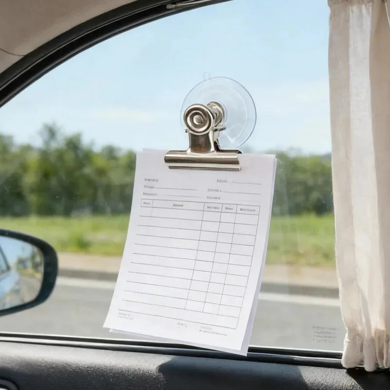 Suction Cup Car Curtain & Document Clip – Reusable Organizer