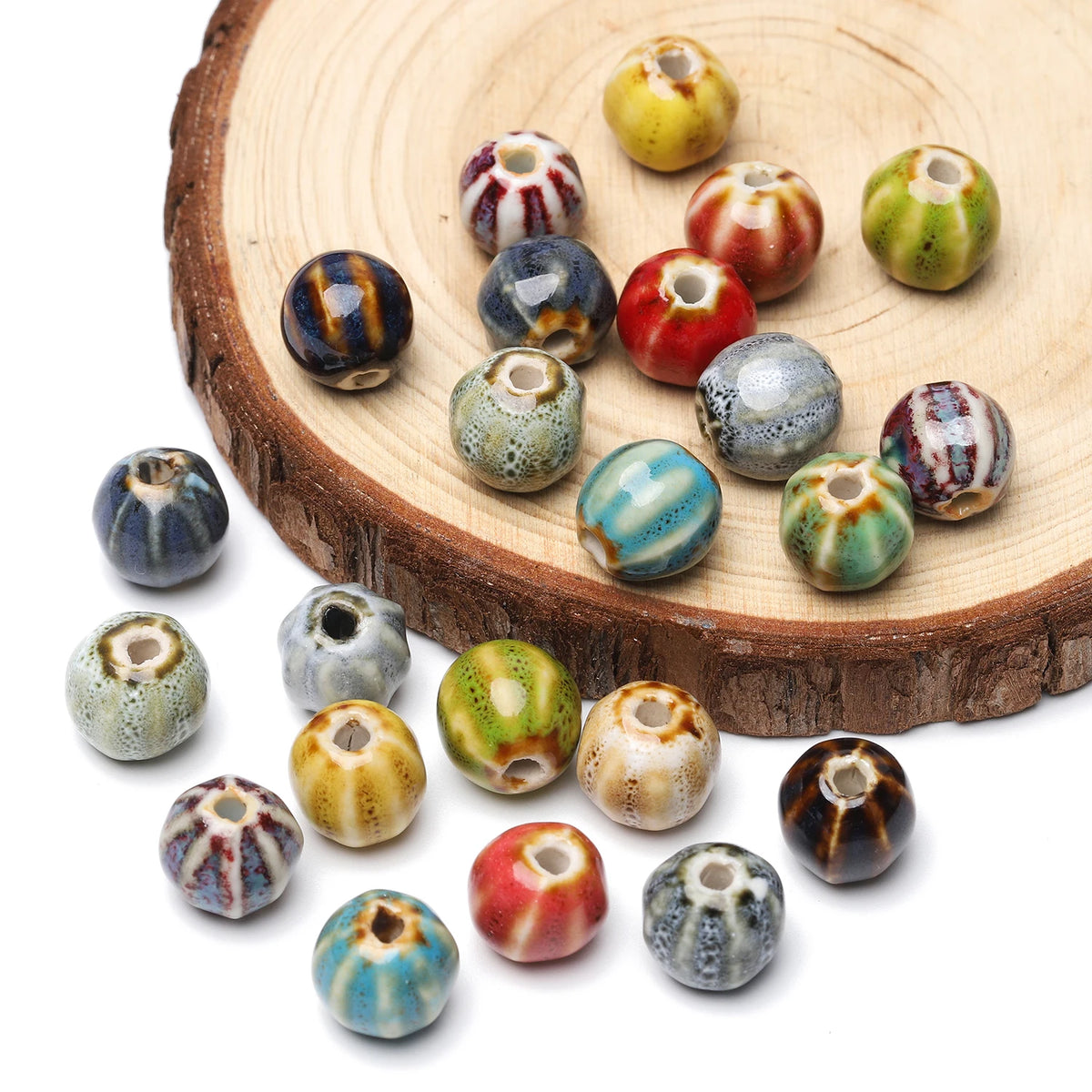 Pumpkin Watermelon Ceramic Beads 11mm – DIY Jewelry Making