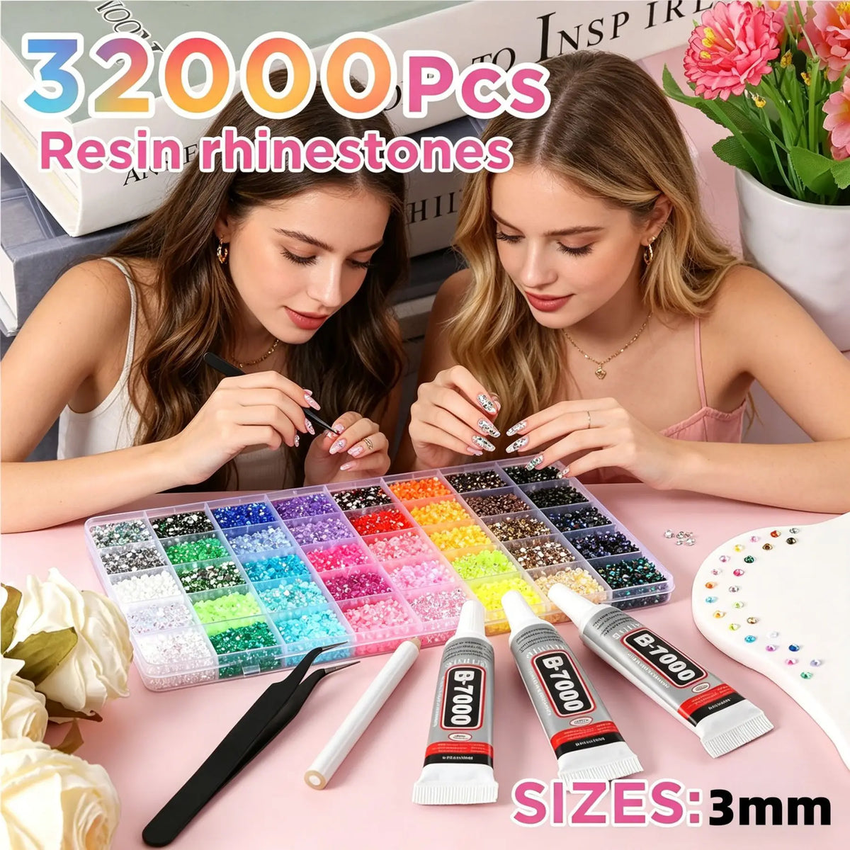Resin Rhinestone Bedazzling Kit – 3mm Flatback Jelly Gems 15/24/40