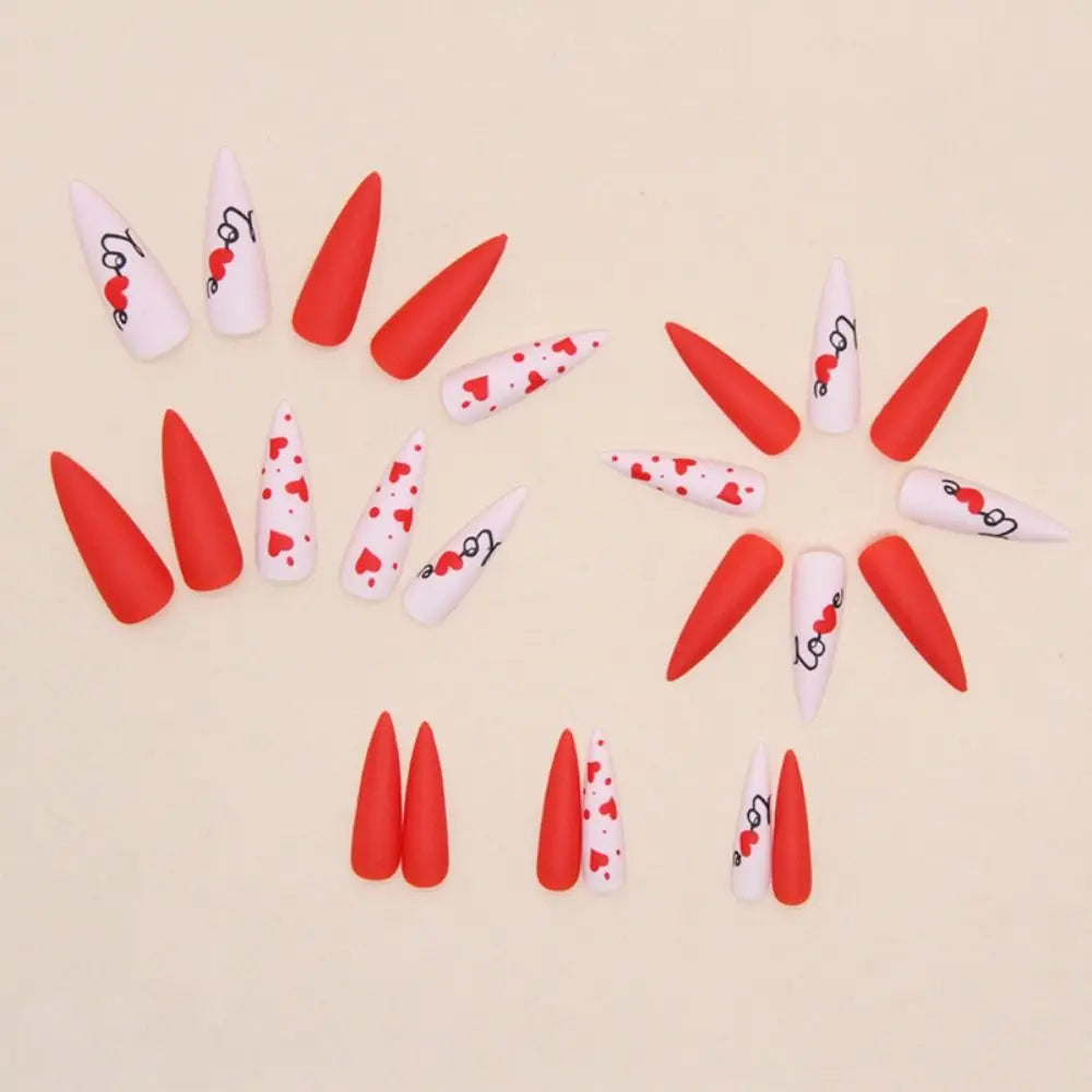 Long Stiletto Press-On Nails – French Aurora Heart Tips 24pc