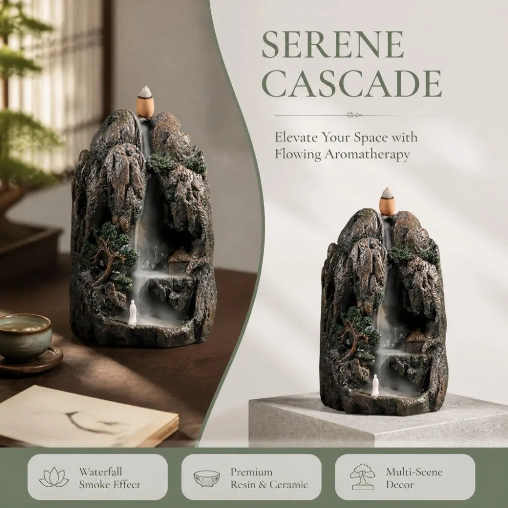 Mountain Tower Waterfall Backflow Incense Burner + 10 Cones