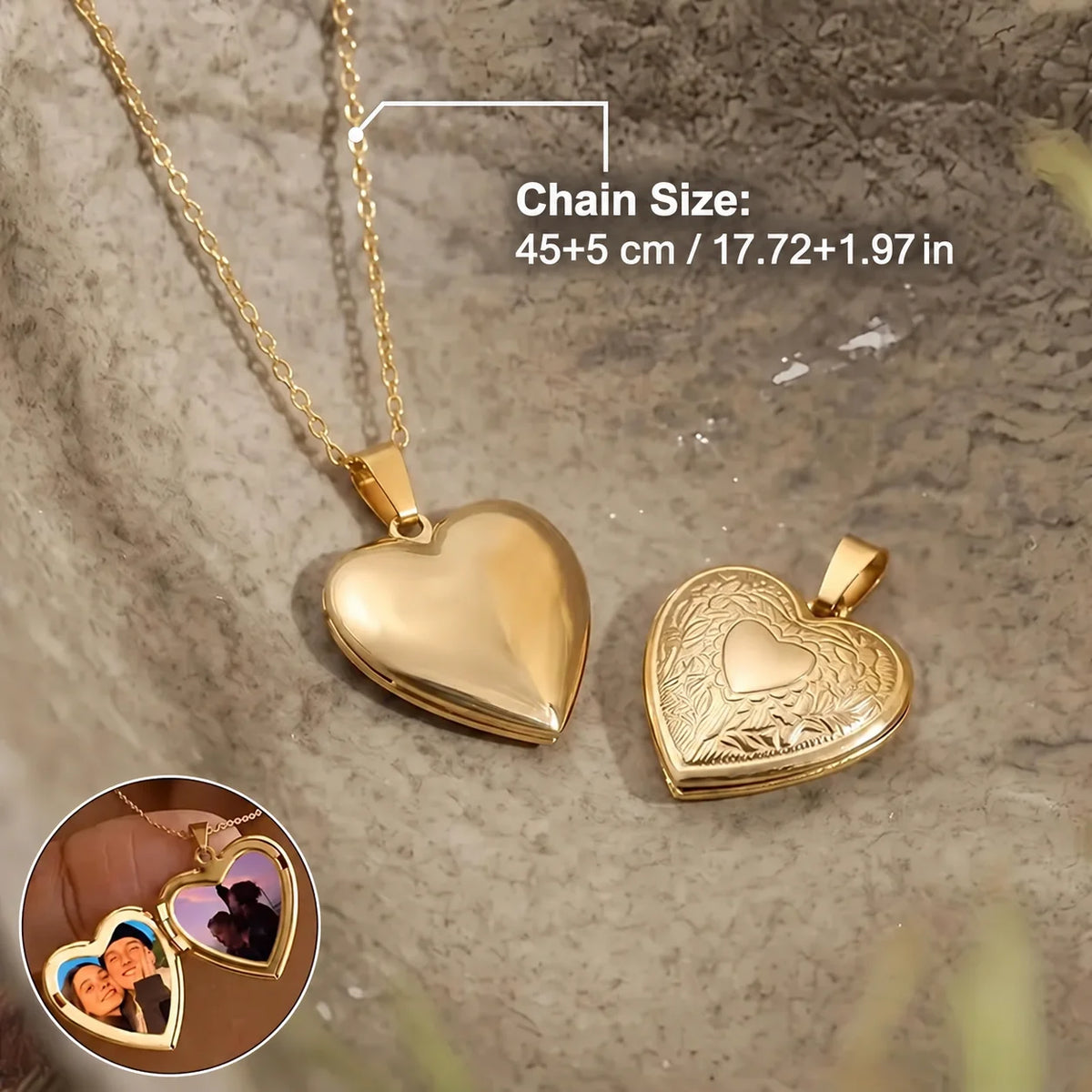 Custom Photo Heart Locket Necklace – Personalized Stainless Steel
