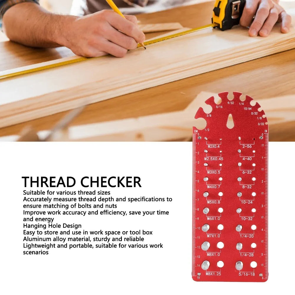 Aluminum Alloy Thread Checker Gauge – Nut & Bolt Identifier