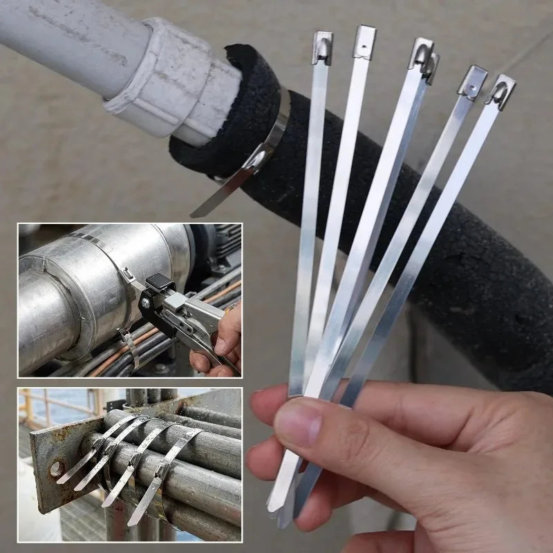 Heavy-Duty Stainless Steel Self-Locking Cable Ties | 20–60 Pack