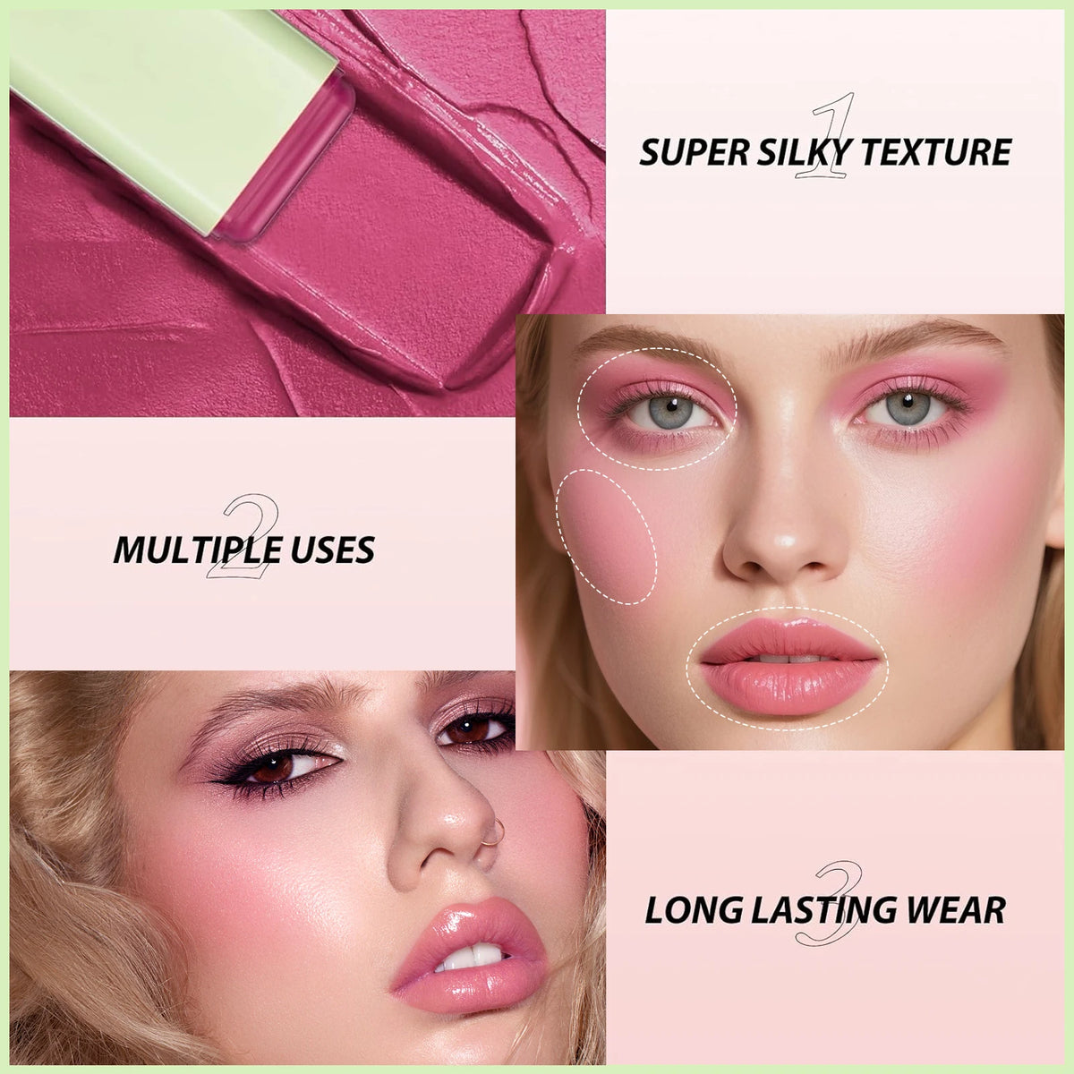 ZaiDoc Blush Stick Set – 9 Matte Shades with Puff Applicator