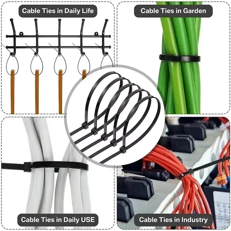 Nylon Cable Ties 1000/100 Pack – Self-Locking Zip Ties 5mm