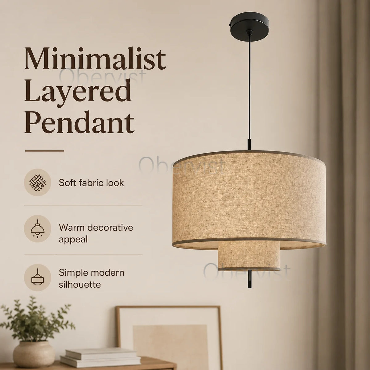 Wabi Sabi Fabric Pendant Light | Nordic Chandelier E27 LED