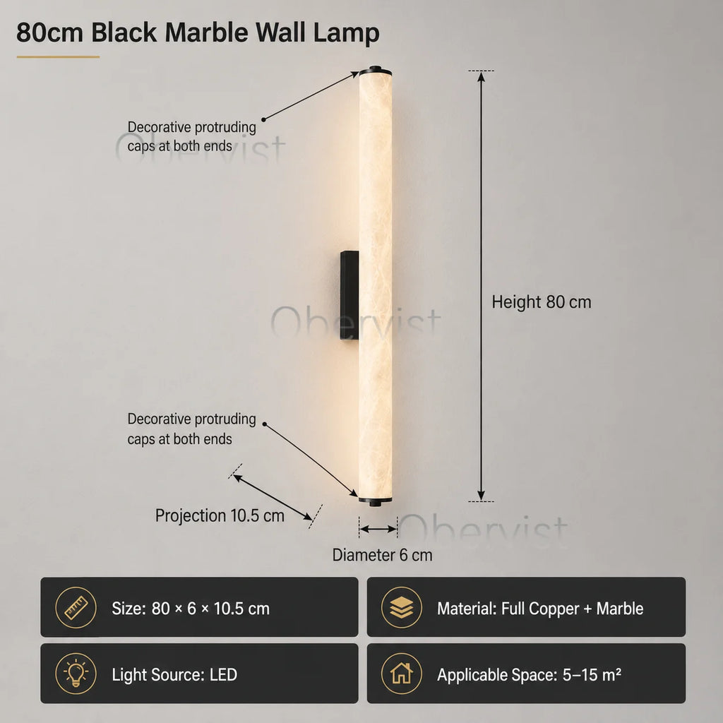 Snowflake Marble LED Wall Sconce | Copper Accent Light