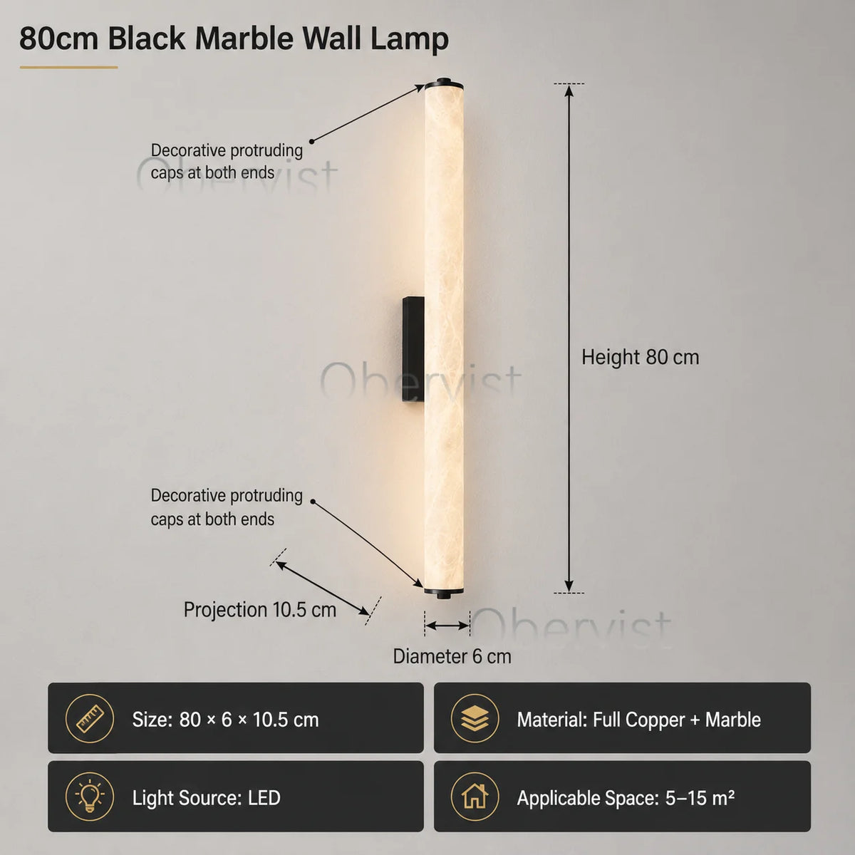 Snowflake Marble LED Wall Sconce | Copper Accent Light