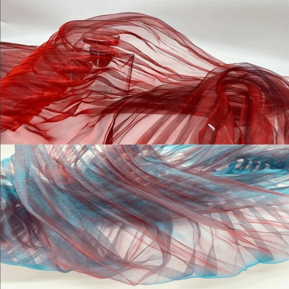 Organza Pleated Fabric Two-Color Gradient 150cm × 1 Yard