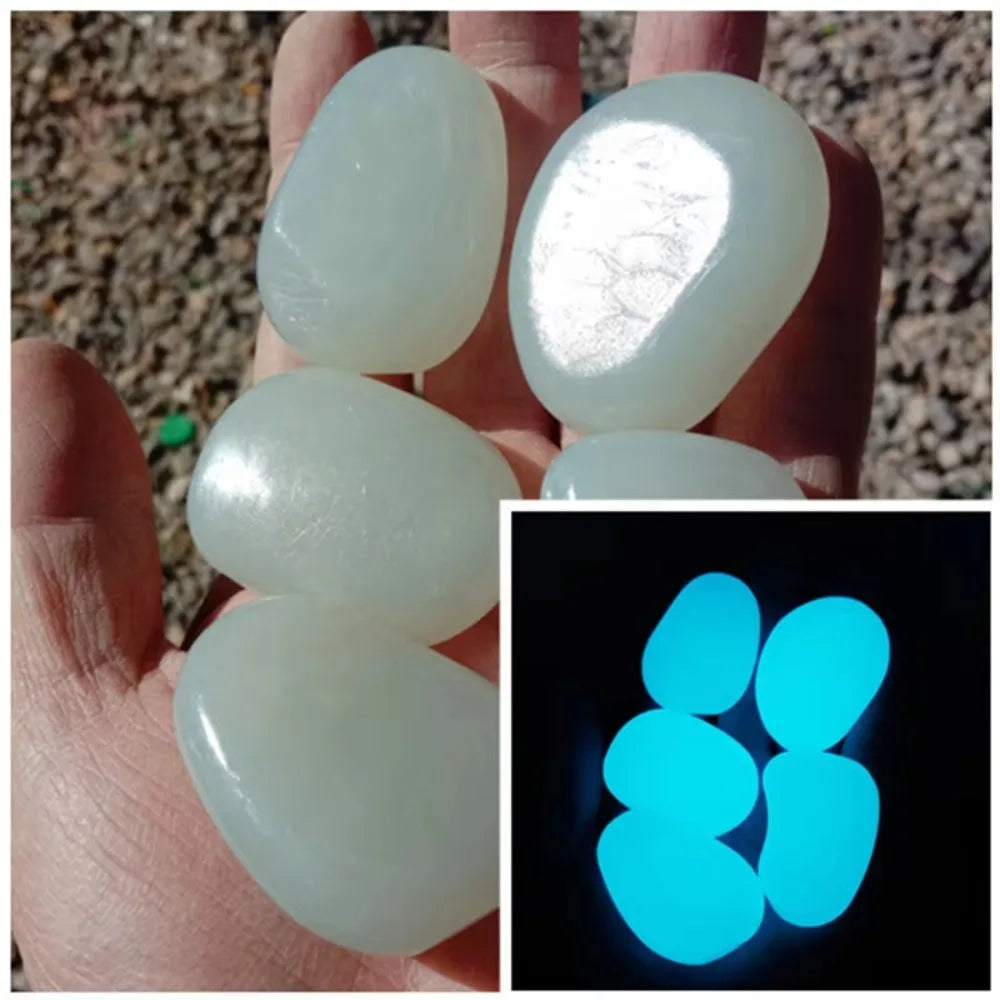 Glow in the Dark Garden Pebbles – 10 Resin Luminous Stones