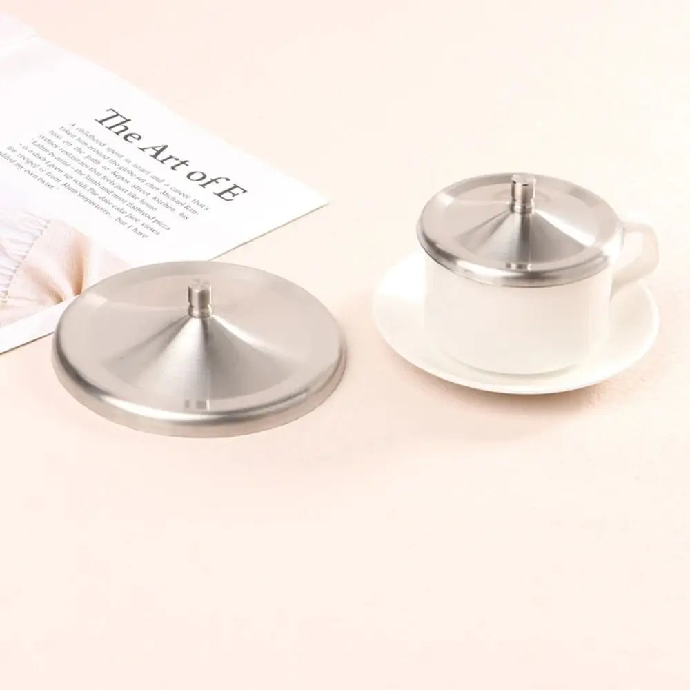 Stainless Steel Mug Cover with Handle | Dust-Free Cup Lid