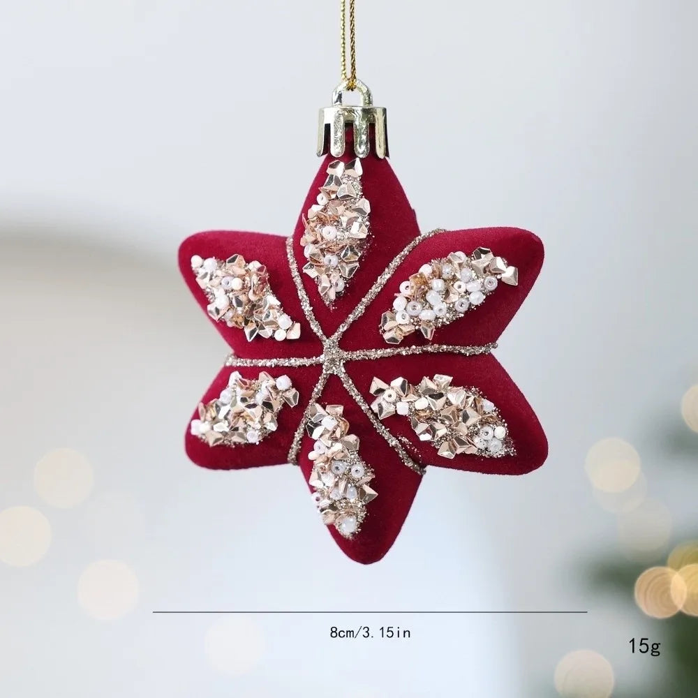 Red Flocked Christmas Ball Ornaments | DIY Holiday Hanging Decor