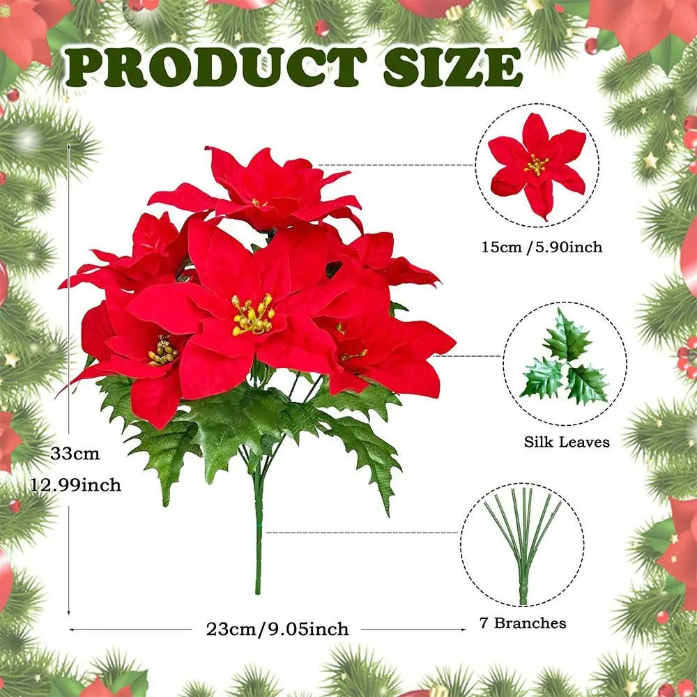 Gold & Red Artificial Christmas Flower Bouquet | DIY Xmas Decor