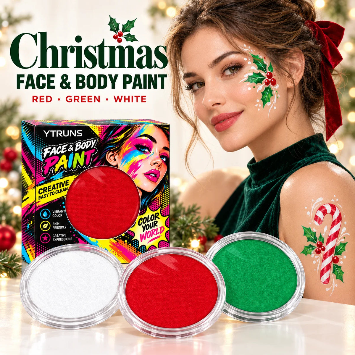 Christmas Face & Body Paint – Water-Soluble Makeup Palette