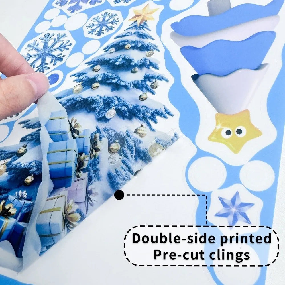 PVC Christmas Window Stickers – Santa, Snowman & Snowflake