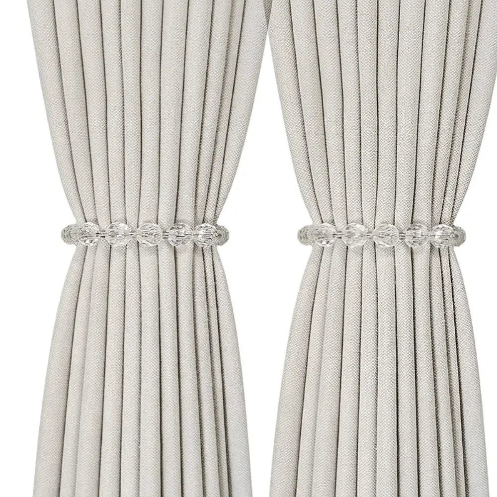 Pearl Rhinestone Elastic Curtain Tiebacks – Magnetic Buckle 2pc