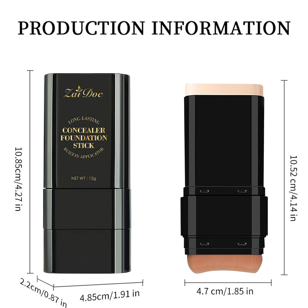 ZaiDoc 2-in-1 Concealer Foundation Stick | 7 Shades + Setting Spray