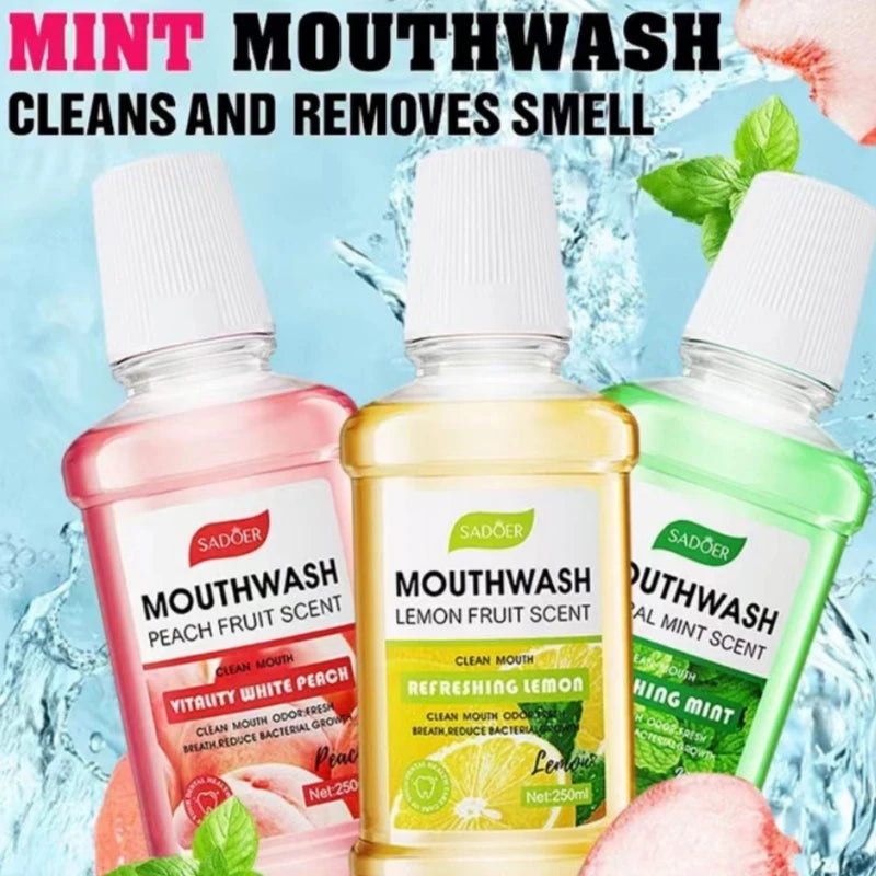 SADOER 250ml Flavored Mouthwash – Lemon, Mint & Peach