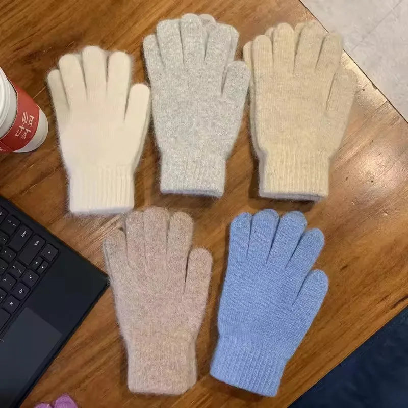 Women's Winter Knit Gloves – Warm Full Finger Cashmere Blend