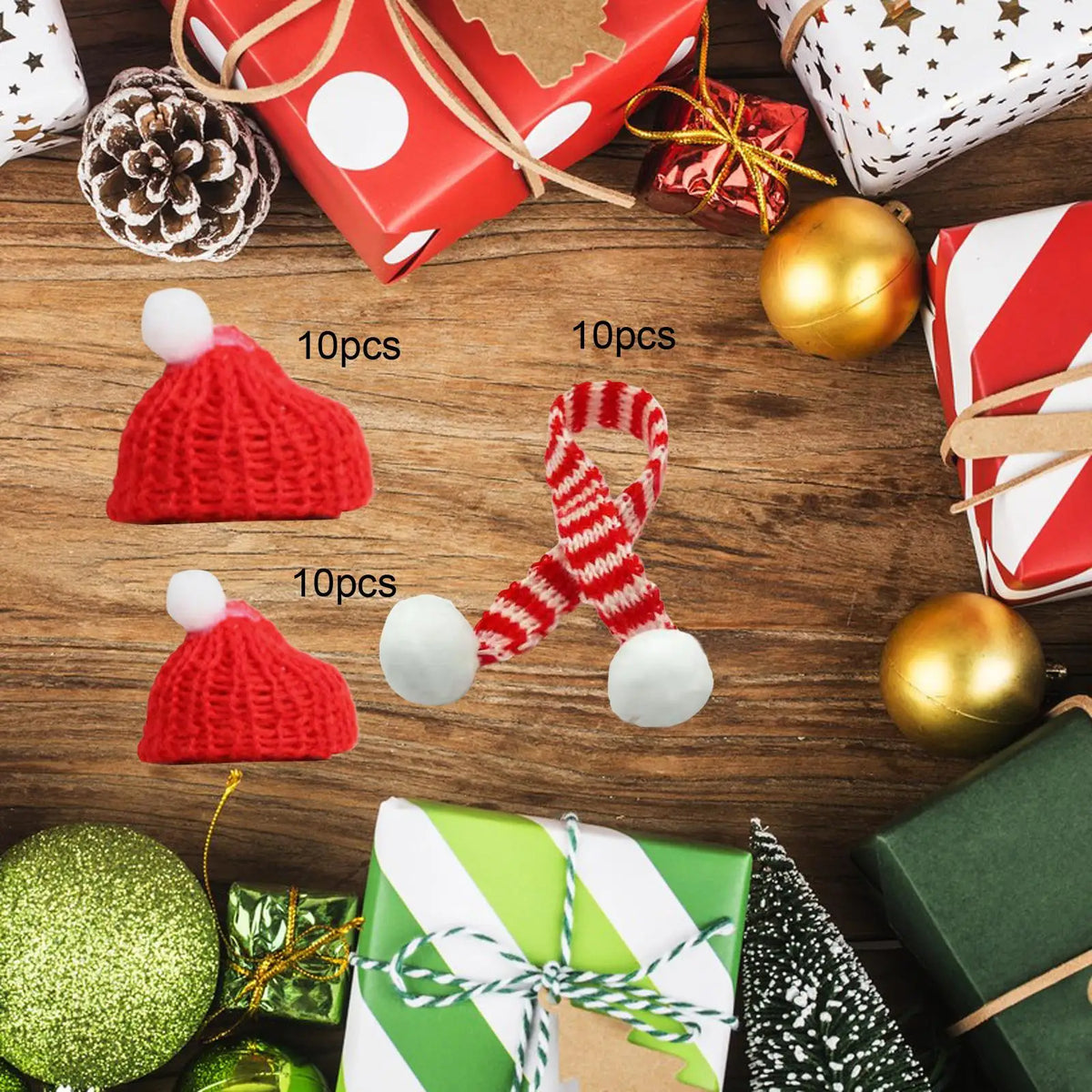 Mini Christmas Santa Hat & Scarf Set – DIY Craft Ornaments