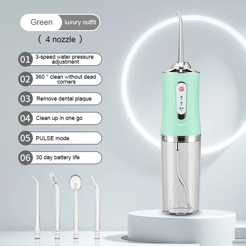 SAMMY Cordless Water Flosser – 3 Modes, IPX7, 4 Nozzles
