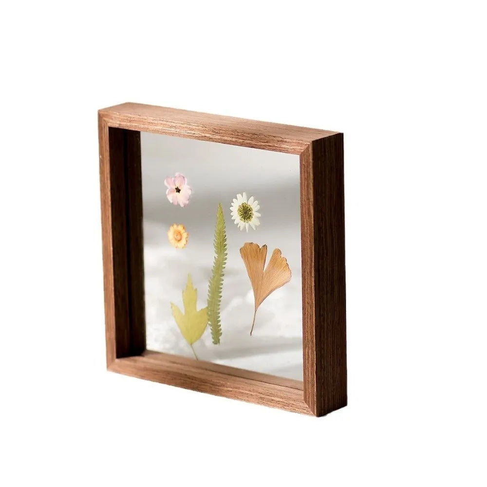 Double-Sided Glass Pressed Flower Frame | 6in 8in 10in Wood Black