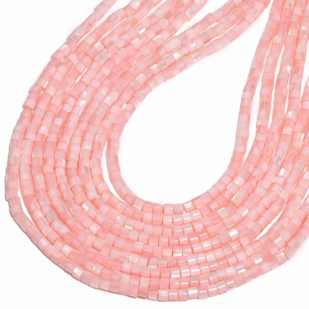 Pink Shell Pearl Cylinder Beads 4x3mm – DIY Jewelry Spacers