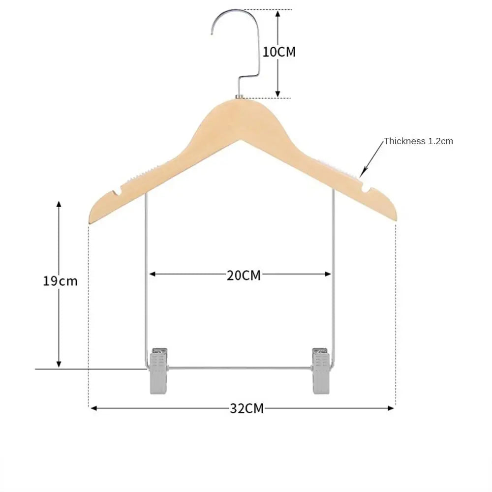 Solid Wood Suit Hangers with Adjustable Metal Clips